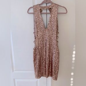 Fashion Nova Rosegold Sequin Mini Dress
